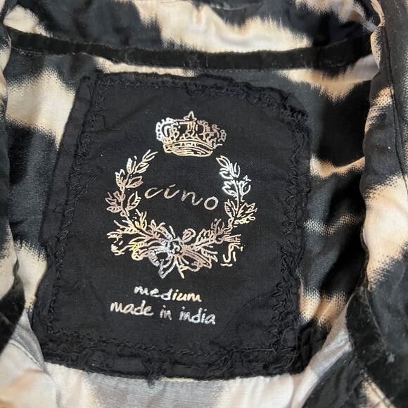 Cino Zebra Print Satin Button Up Shirt Size Medium Roll Tab Sleeve Maximalist - Picture 4 of 10